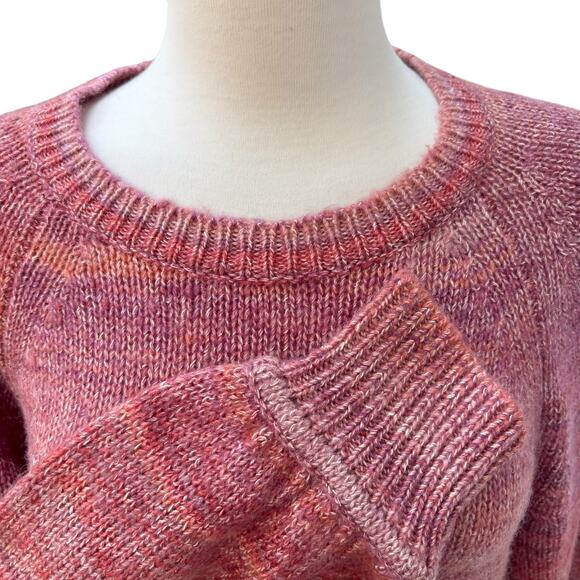 J. Crew Maxi Dress Sz L Pink Space Dyed Knit Fringe Hem Bishop Sleeve NEW - Picture 7 of 15